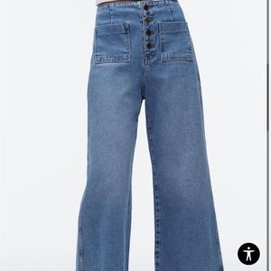 Zara Cropped Wide Leg Jean- Size 4 never worn